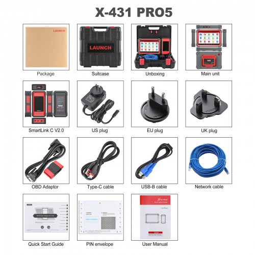 2024 Launch X431 Pro5 Pro 5 Intelligent Diagnostic Tool with J2534 Smartlink 2.0 Support CANFD DoIP BMW Benz Online Programming and Topology Mapping