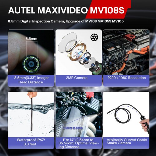 Autel MaxiVideo MV108S 8.5mm Digital Inspection Camera for MaxiSys Tablet Kit