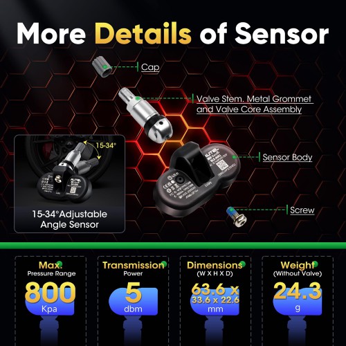 Autel MX-Sensor BLE-A001 Tesla Sensor Bluetooth TPMS Sensor Pre-Programmed for Tesla 3/ Y/S/X Models
