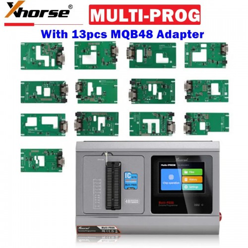 Xhorse Multi-Prog ECU TCU Programmer with MQB48 License and XDNPM3GL MQB48 Solder-Free Adapter Full Set 13pcs