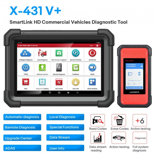 2024 Launch X431 V+ SmartLink HD Commercial Vehicle New HD3 Heavy Truck Diagnostic Scanner Automotive Diesel Machinery Bus Scan Tool