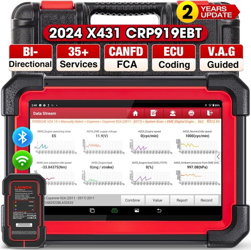 2024 Launch X431 CRP919E BT/CRP919X BT Bluetooth Car Diagnostic Tool with DBScar VII Supports CAN FD DoIP and ECU Coding
